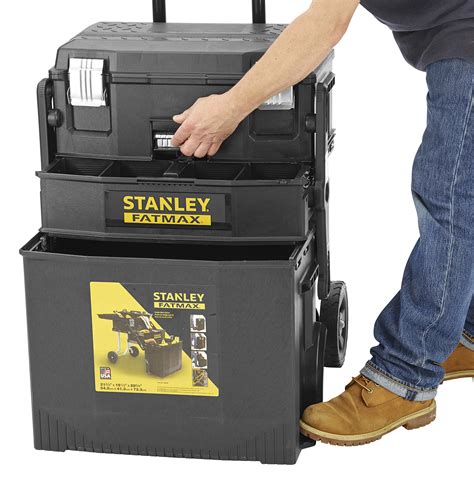 stanley metal 2 piece rolling tool box|stanley stackable storage boxes.